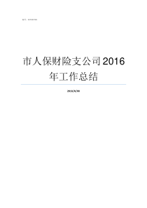 市人保财险支公司2016年工作总结