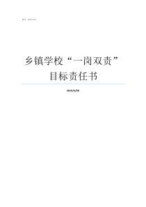 乡镇学校一岗双责目标责任书乡镇干部一岗双责制度