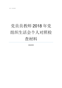 党员员教师2018年党组织生活会个人对照检查材料