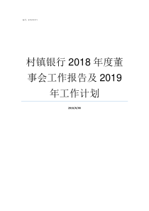 村镇银行2018年度董事会工作报告及2019年工作计划村镇银行监管指引2018