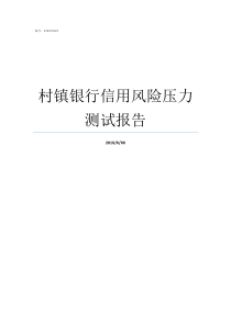 村镇银行信用风险压力测试报告信用风险主要类型村镇银行