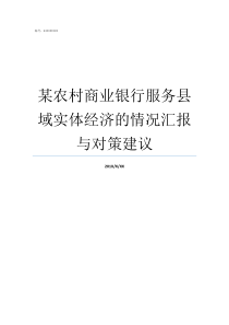 某农村商业银行服务县域实体经济的情况汇报与对策建议武汉农村商业银行