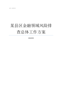 某县区金融领域风险排查总体工作方案金融领域风险加大