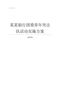 某某银行团委青年突击队活动实施方案什么是团委