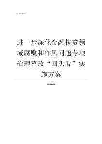 进一步深化金融扶贫领域腐败和作风问题专项治理整改回头看实施方案金融扶贫如何扶贫