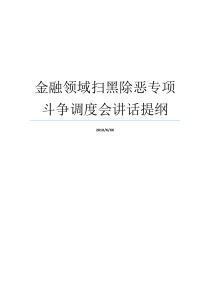 金融领域扫黑除恶专项斗争调度会讲话提纲会议讲话提纲会议讲话提纲