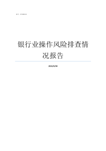 银行业操作风险排查情况报告