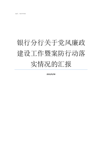 银行分行关于党风廉政建设工作暨案防行动落实情况的汇报