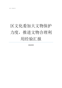 区文化委加大文物保护力度推进文物合理利用经验汇报