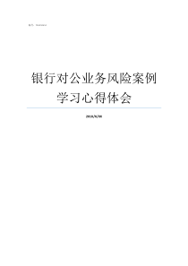 银行对公业务风险案例学习心得体会