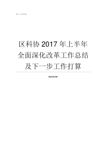 区科协2017年上半年全面深化改革工作总结及下一步工作打算2017年下半年