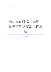 银行支行打造一支部一品牌特色党支部工作总结