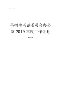 县招生考试委员会办公室2019年度工作计划监察委员会