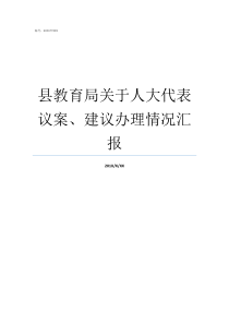 县教育局关于人大代表议案建议办理情况汇报县教育局局长