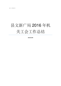 县文新广局2016年机关工会工作总结文广新局怎么样