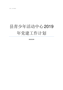 县青少年活动中心2019年党建工作计划察县青少年活动中心