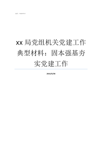 xx局党组机关党建工作典型材料固本强基夯实党建工作