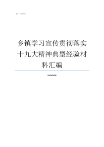 乡镇学习宣传贯彻落实十九大精神典型经验材料汇编