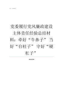 党委履行党风廉政建设主体责任经验总结材料牵好牛鼻子nbsp当好台柱子nbsp守好硬杠子党风廉洁建设几