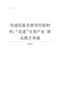 党建促脱贫典型经验材料党建引领产业nbspnbsp群众携手奔康