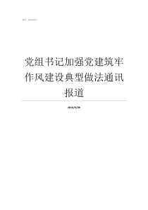 党组书记加强党建筑牢作风建设典型做法通讯报道党组书记对党建工作