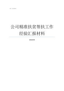 公司精准扶贫帮扶工作经验汇报材料精准扶贫帮扶记录