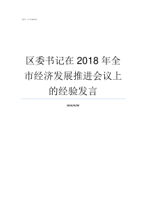 区委书记在2018年全市经济发展推进会议上的经验发言新洲区委书记2018年