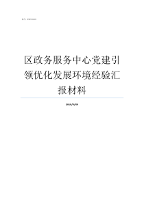 区政务服务中心党建引领优化发展环境经验汇报材料党建服务中心