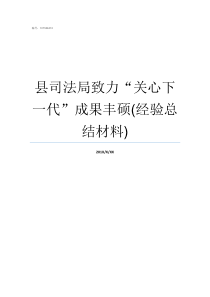 县司法局致力关心下一代成果丰硕经验总结材料县司法局