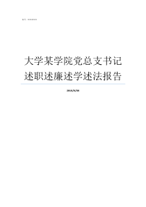 大学某学院党总支书记述职述廉述学述法报告