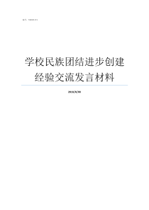 学校民族团结进步创建经验交流发言材料