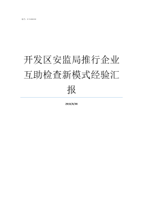 开发区安监局推行企业互助检查新模式经验汇报开发区安监局