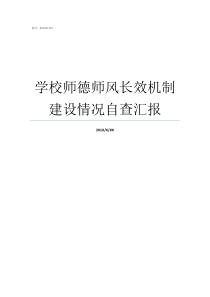 学校师德师风长效机制建设情况自查汇报小学师德师风长效机制