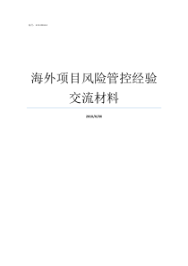 海外项目风险管控经验交流材料项目风险管理