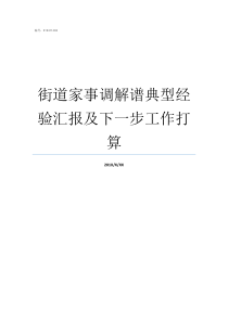 街道家事调解谱典型经验汇报及下一步工作打算家事找哪里调解