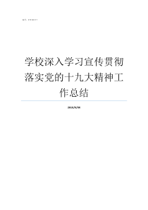 学校深入学习宣传贯彻落实党的十九大精神工作总结