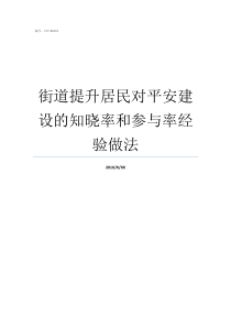 街道提升居民对平安建设的知晓率和参与率经验做法丛西街道