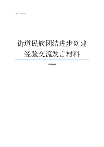 街道民族团结进步创建经验交流发言材料