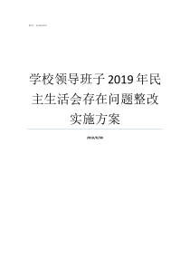 学校领导班子2019年民主生活会存在问题整改实施方案