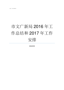 市文广新局2016年工作总结和2017年工作安排