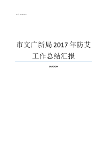 市文广新局2017年防艾工作总结汇报