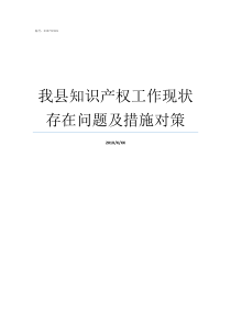 我县知识产权工作现状存在问题及措施对策我国保护知识产权的工作现状