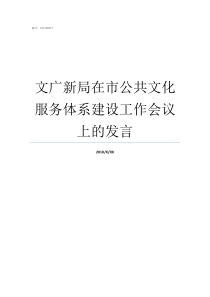 文广新局在市公共文化服务体系建设工作会议上的发言文广新局怎么样