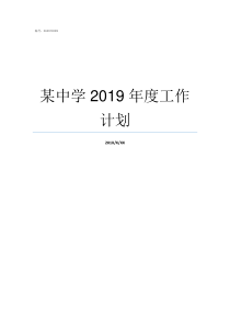 某中学2019年度工作计划2019年度仲元录取分数