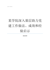 某学院深入基层助力党建工作做法成效和经验启示