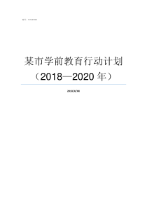 某市学前教育行动计划20182020年