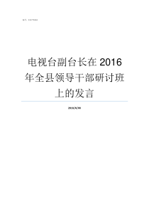 电视台副台长在2016年全县领导干部研讨班上的发言