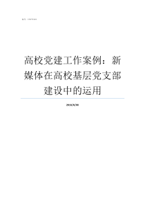 高校党建工作案例新媒体在高校基层党支部建设中的运用