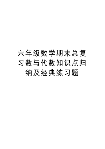 六年级数学期末总复习数与代数知识点归纳及经典练习题电子教案