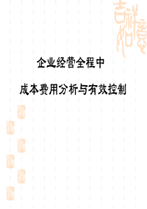 企业经营全程中成本费用分析与有效控制（PPT166页)